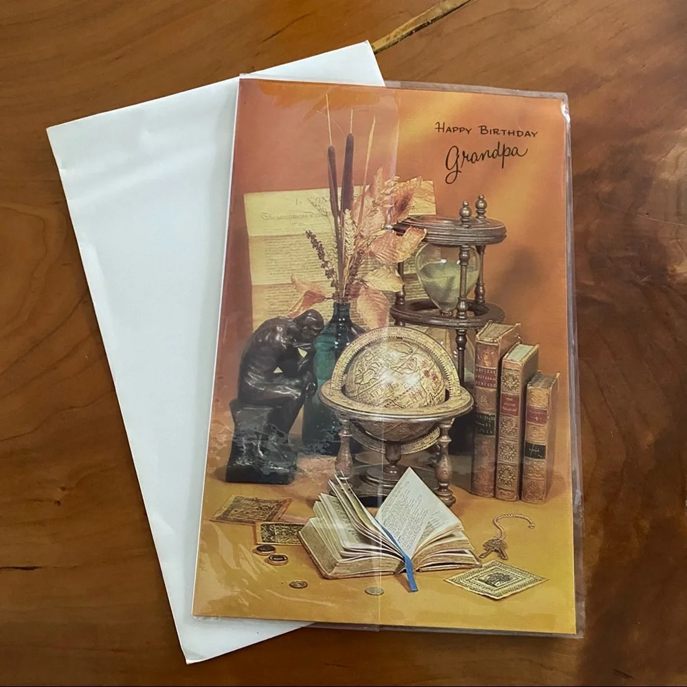 MCM Happy Birthday Grandpa Greeting Card with Original Envelope